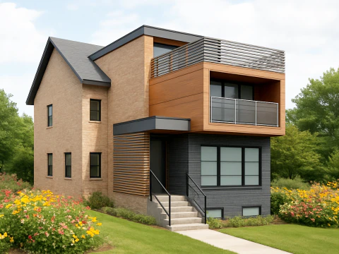 139 विनचेस्टर मॉडर्न कैनेडियन ब्रिक एंड वुड हाउस 3D मॉडल