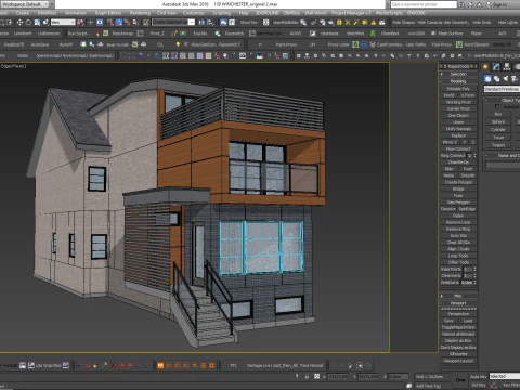 139 विनचेस्टर मॉडर्न कैनेडियन ब्रिक एंड वुड हाउस 3D मॉडल