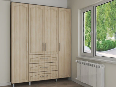 Klassieke moderne kasten interieur sc&egrave;ne met 3D Model