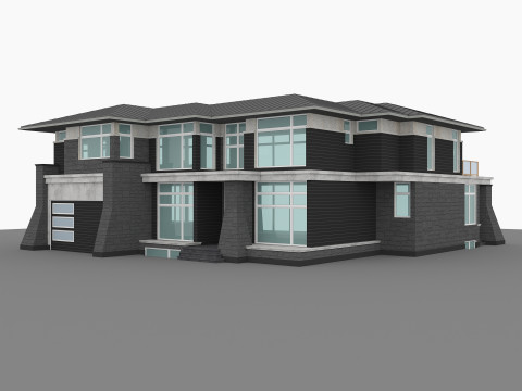 आधुनिक दो मंजिला घर का एक मॉडल 3D मॉडल