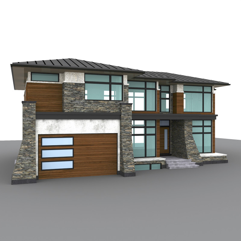 Een modern huis is een perfecte combinatie van architectuur en stijl 3D Model .c4d .max .obj .3ds .fbx .stl .blend 
