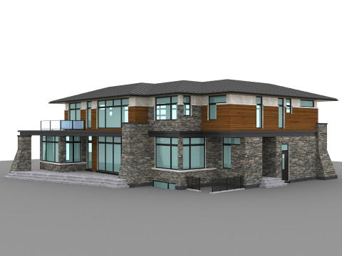 Een modern huis is een perfecte combinatie van architectuur en stijl 3D Model