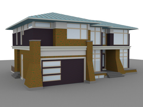 Een modern huis is een perfecte combinatie van architectuur en stijl 3D Model