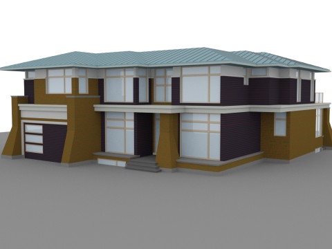 Een modern huis is een perfecte combinatie van architectuur en stijl 3D Model