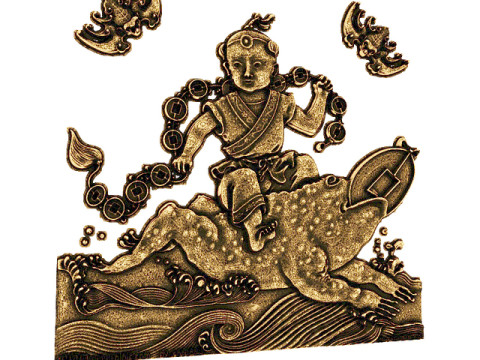 Panel Buddha and symbols of good luck 3D Model