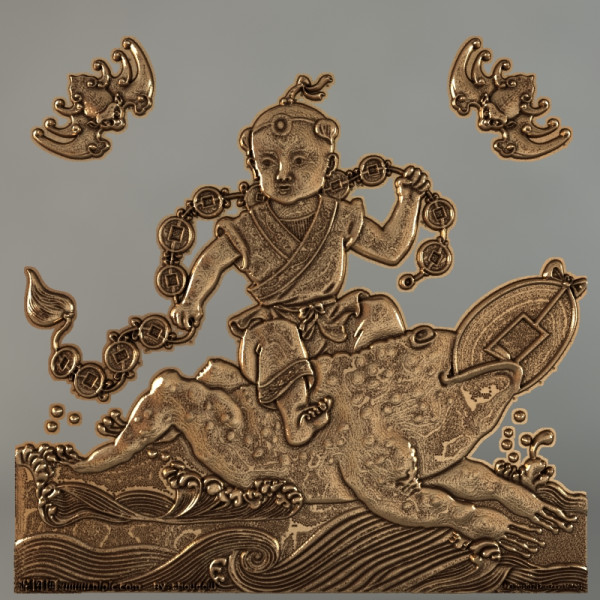 Panel Buddha and symbols of good luck 3D Model .c4d .max .obj .3ds .fbx .stl .blend 