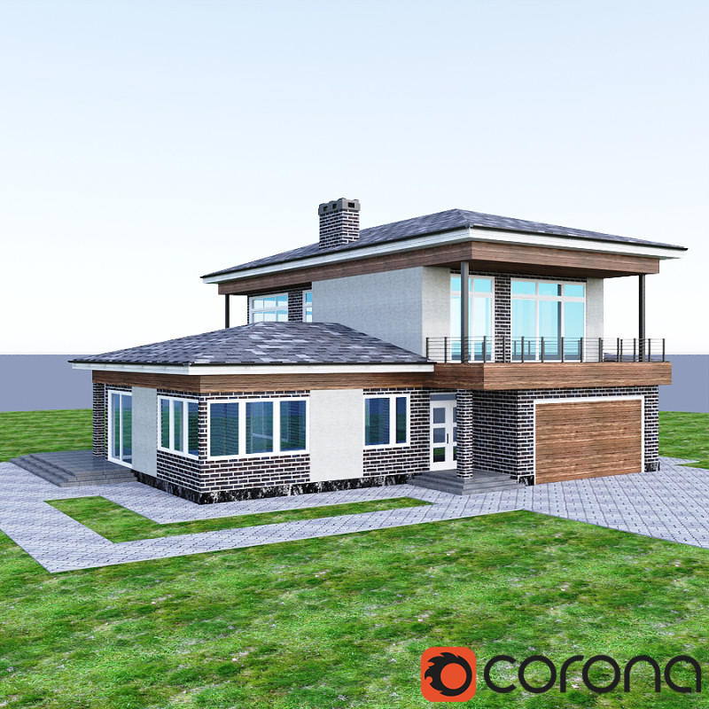 Greystone Villa Evi 3D Model .c4d .max .obj .3ds .fbx .stl .blend 