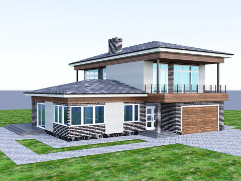 ग्रेस्टोन विला हाउस 3D मॉडल