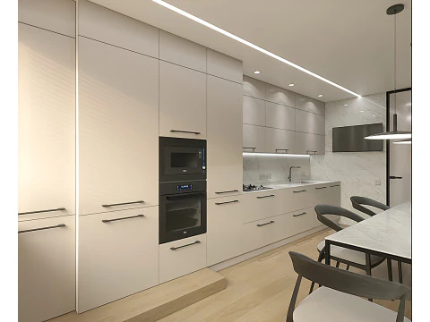 Scene Kitchen with Dining Area 3D Model