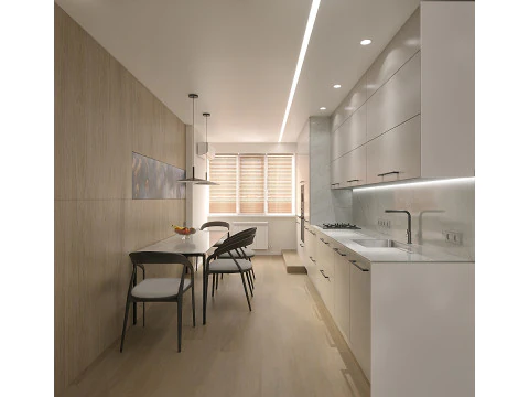 Scene Kitchen with Dining Area 3D Model