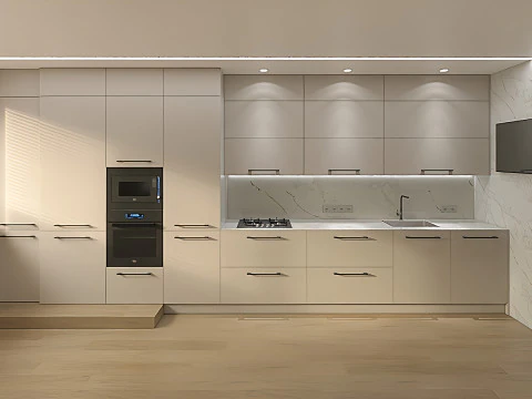 Scene Kitchen with Dining Area 3D Model