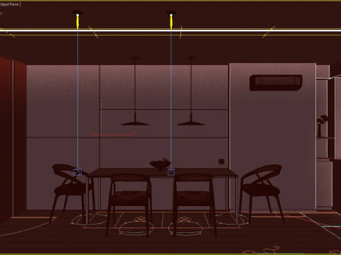 Scene Kitchen with Dining Area 3D Model