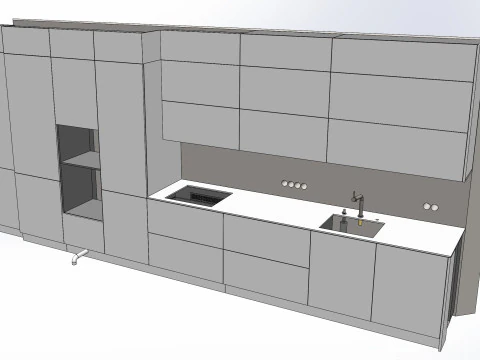 Scene Kitchen with Dining Area 3D Model
