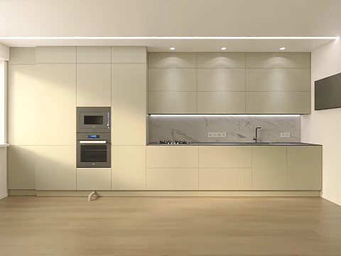 Scene Kitchen with Dining Area 3D Model