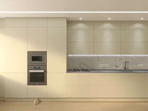 Scene Kitchen with Dining Area 3D Model