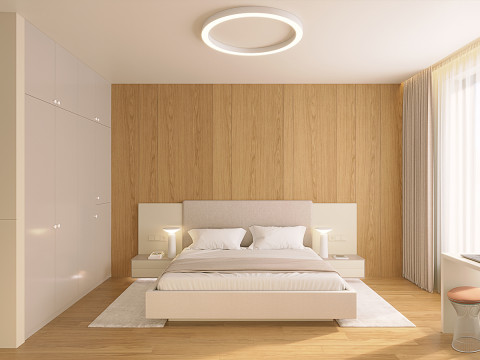 Сцена Яркая Современная Спальня 3D Модель