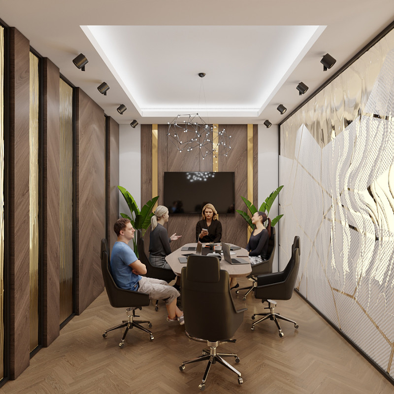 Escena Moderna Sala De Reuniones Modelo 3D .c4d .max .obj .3ds .fbx .stl .blend