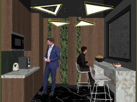 मंच एक कार्यालय आधुनिक रसोईघर है 3D मॉडल