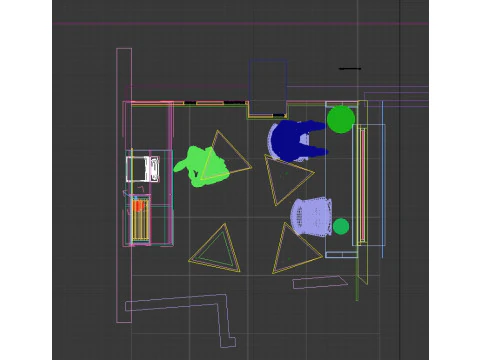 The stage is an office modern kitchen 3D Model