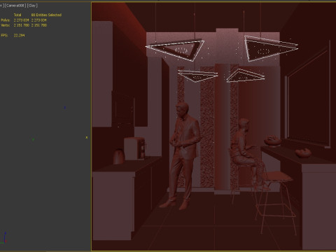 मंच एक कार्यालय आधुनिक रसोईघर है 3D मॉडल