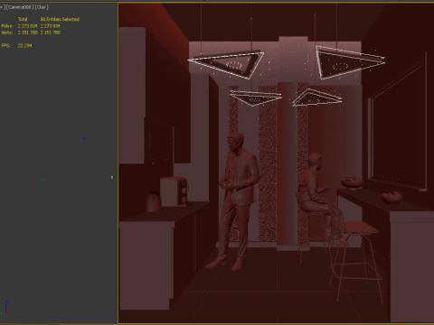 The stage is an office modern kitchen 3D Model