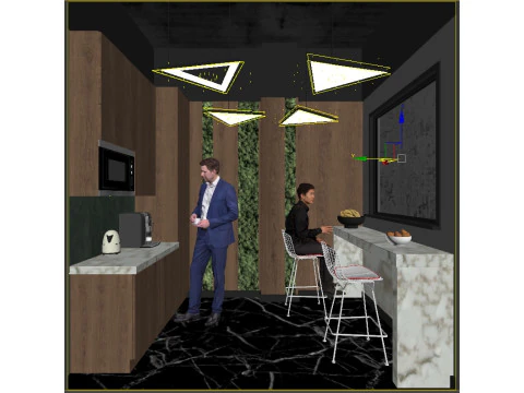 The stage is an office modern kitchen 3D Model