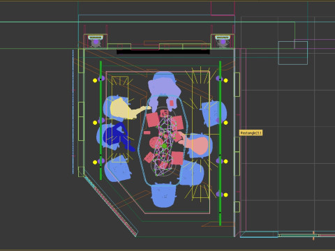 Birden fazla odalı modern bir ofis alanının hazır 3 boyutlu sahnesi 3D Model