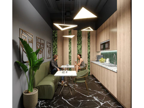 Satu set 3 adegan interior dapur modern Model 3D