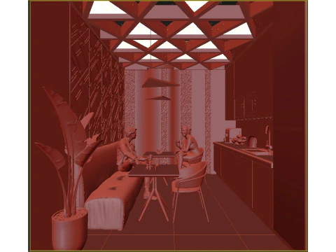 A set of 3 interior scenes of a modern kitchen 3D Model