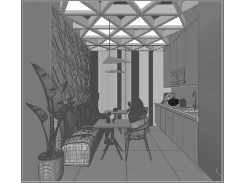 A set of 3 interior scenes of a modern kitchen 3D Model