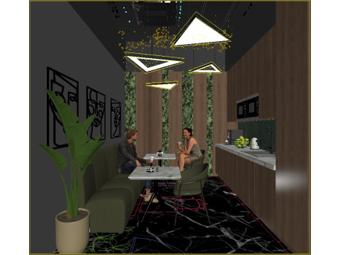 Набір з 3 інтер'єрних сцен сучасної кухні 3D Модель