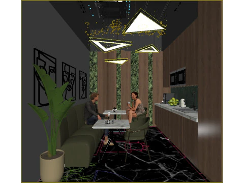 A set of 3 interior scenes of a modern kitchen 3D Model