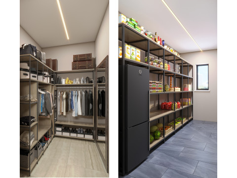 Scena 3D completamente rifinita Bagno con doccia Ripostiglio Spogliatoio Modello 3D