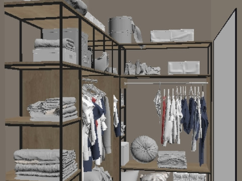 Повністю готова 3D сцена Душова Комора Гардеробна 3D Модель