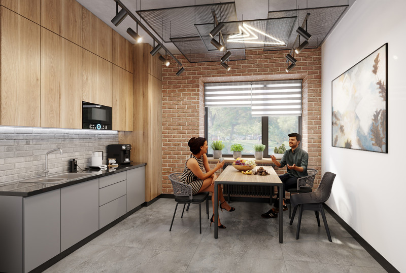 Scena - Biuro Kuchnia jedno pomieszczenie Model 3D .c4d .max .obj .3ds .fbx .stl .blend