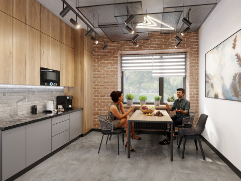 Cena - Cozinha de escritório um quarto Modelo 3D