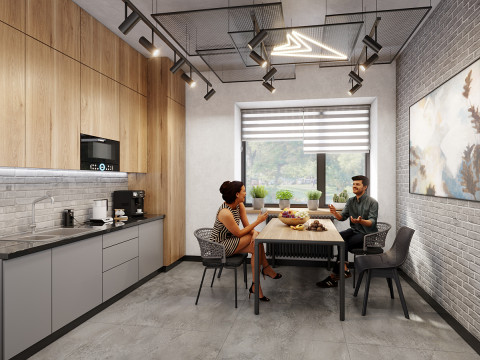 Scena - Biuro Kuchnia jedno pomieszczenie Model 3D