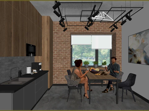 Scene - Office Kitchen one room 3D Model