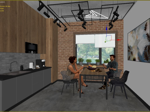 Scena - Biuro Kuchnia jedno pomieszczenie Model 3D