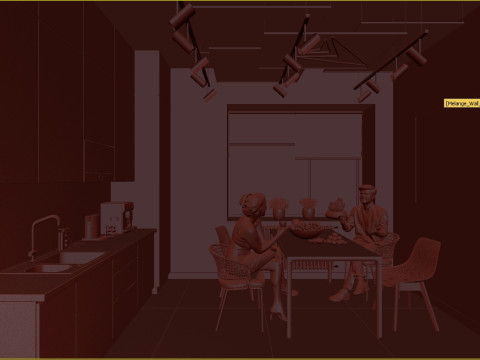 Scena - Biuro Kuchnia jedno pomieszczenie Model 3D