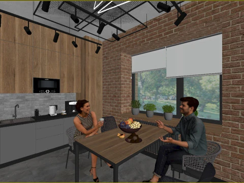 Scene - Office Kitchen one room 3D Model