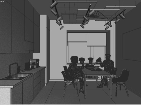 Scena - Biuro Kuchnia jedno pomieszczenie Model 3D