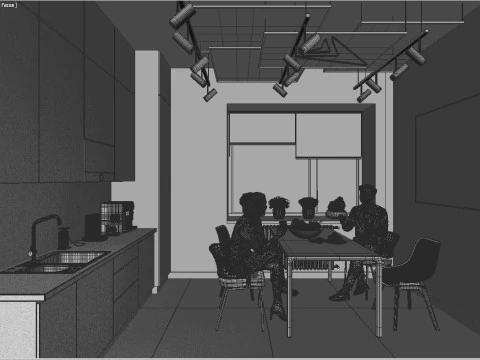 Scene - Office Kitchen one room 3D Model