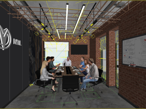 Scena Sala riunioni moderna, una stanza dell'ufficio Modello 3D