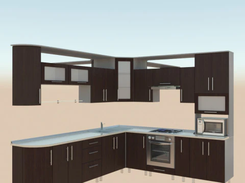 Kitchen - frame facades and equipment 3D Model
