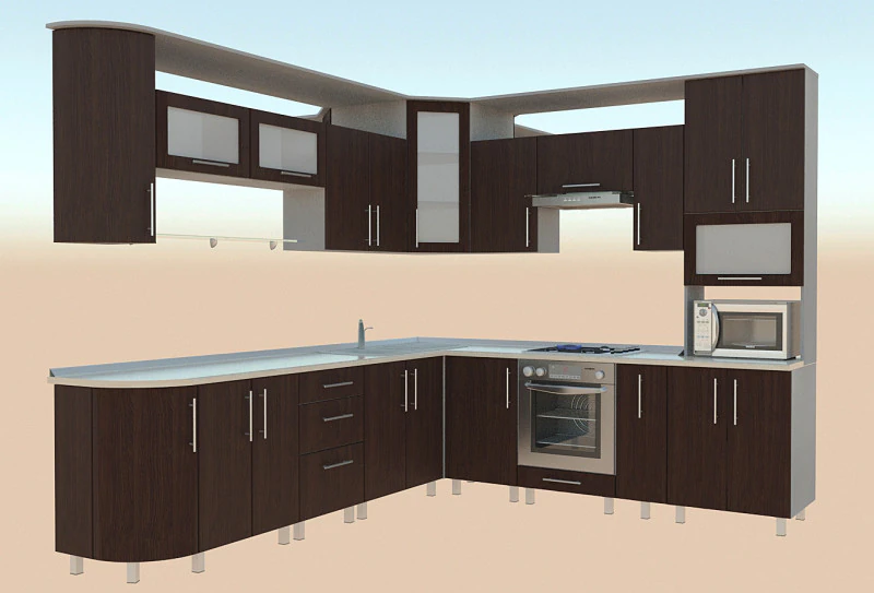 Kitchen - frame facades and equipment 3D Model .c4d .max .obj .3ds .fbx .stl .blend 