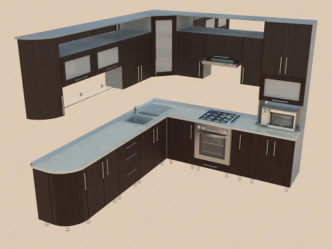 Kitchen - frame facades and equipment 3D Model