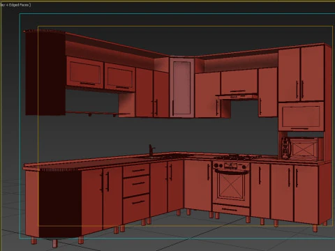 Kitchen - frame facades and equipment 3D Model