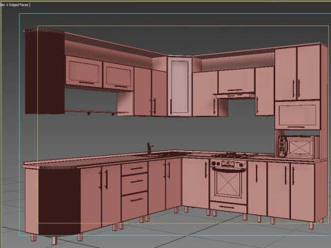 Kitchen - frame facades and equipment 3D Model