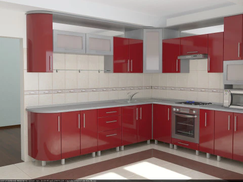Kitchen scene - frame facades and equipment 3D Model